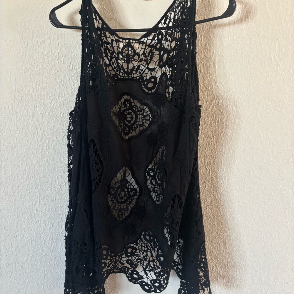 Pretty Angel Black Crochet Lace Tank Top - Picture 2 of 2